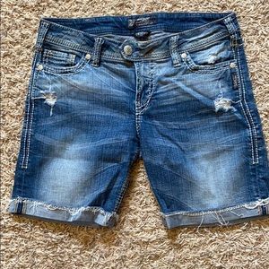 Silver jean shorts